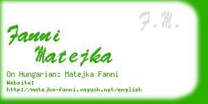 fanni matejka business card